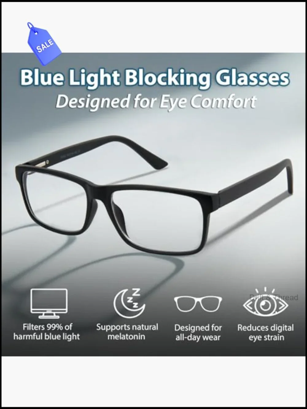 Blue Light Blocking Glasses Anti-Fatigue Computer Gaming Eyewear 1.50
